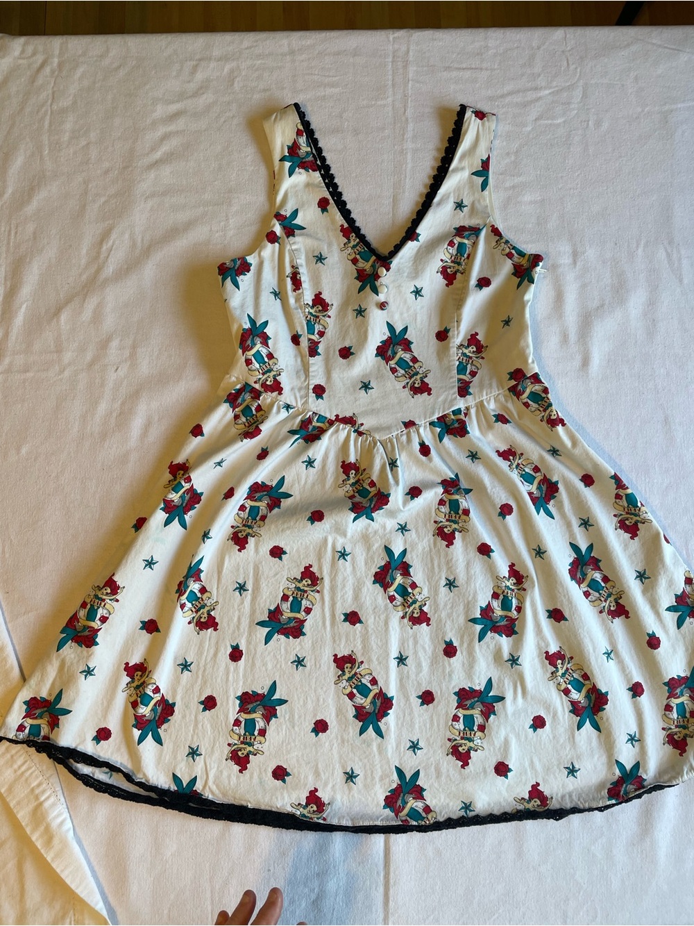 Disney Ariel Dress with Red and Teal Character Print and Black Trim